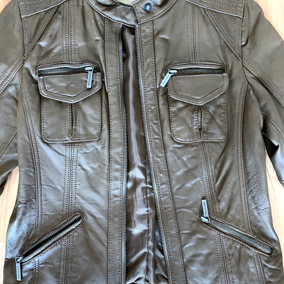 Michael Kors Brown Leather Moto Jacket - Picture 2 of 4